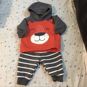 Two piece baby sweatpants and hoodie.